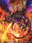  absurdres breathing_fire commentary_request demon dragon extra_eyes fire highres monster official_art open_mouth seisen_cerberus spikes tree watermark wings z.dk 