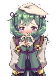  1girl blush fire_emblem fire_emblem_if green_hair ippers midoriko_(fire_emblem_if) simple_background solo tied_hair twintails upper_body violet_eyes white_background 