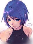  1girl aqua_(kingdom_hearts) bangs bare_shoulders blue_eyes blue_hair closed_mouth collarbone hair_between_eyes kingdom_hearts kingdom_hearts_birth_by_sleep short_hair simple_background smile solo tamaki_(tmk-poison) turtleneck upper_body white_background 