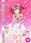  blush bouquet character_name dress gloves green_eyes kurosawa_ruby love_live!_school_idol_festival love_live!_sunshine!! pink_hair short_hair smile veil wedding 
