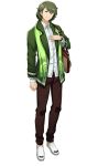  1boy green_eyes green_hair highres jacket looking_at_viewer male_focus official_art palette_parade raphael_(palette_parade) scarf smile solo 