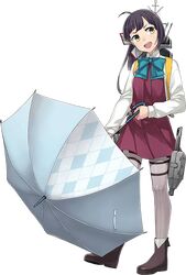  1girl ahoge fujikawa fujinami_(kantai_collection) kantai_collection long_hair official_art purple_hair side_ponytail simple_background solo transparent_background white_background yellow_eyes 