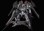  absurdres black_background full_body highres homo_1121 looking_at_viewer mecha no_humans one-eyed simple_background standing weapon 