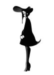  1girl bangs facing_to_the_side full_body greyscale hat high_heels highres kiku_(kicdoc) looking_to_the_side monochrome original simple_background solo white_background white_hair 