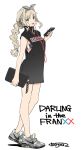  1girl alternate_costume bag bra braid casual darling_in_the_franxx dress earphones grey_hair handbag kokoro_(darling_in_the_franxx) nike phone shoes sleeveless sleeveless_dress sneakers tarou2 underwear 