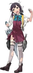  1girl ahoge fujikawa fujinami_(kantai_collection) kantai_collection long_hair official_art purple_hair side_ponytail simple_background solo transparent_background white_background yellow_eyes 