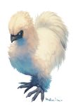  bird blue_eyes chicken commentary_request dated highres long_hair manino_(mofuritaionaka) no_humans original rooster signature simple_background standing white_background 
