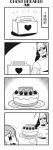  +++ /\/\/\ 1boy 1girl 4koma :3 bangs bkub blush cake character_name comic dj_copy_and_paste emphasis_lines eyebrows_visible_through_hair food fruit glasses greyscale grin halftone hat headphones heart highres holding holding_plate honey_come_chatka!! monochrome open_mouth package plate shirt short_hair simple_background smile speed_lines strawberry tayo translation_request two-tone_background 