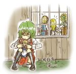  alice_margatroid anger_vein black_legwear bullying charin face_stretching flower_pot green_hair jealous kazami_yuuka kirisame_marisa kneehighs lowres panties plaid plaid_skirt plaid_vest plant potted_plant red_eyes shanghai shanghai_doll short_hair sitting skirt skirt_set touhou translated underwear window 