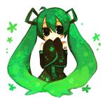  bad_id detached_sleeves green green_hair hatsune_miku long_hair lowres sleeves_past_wrists twintails very_long_hair vocaloid young 
