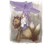  highres long_hair oriental_umbrella original ponytail purple_eyes purple_hair sitting umbrella violet_eyes wason 