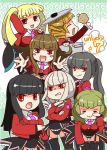  7girls angry asmodeus bad_id beelzebub belphegor black_hair blonde_hair blush brown_hair chibi closed_eyes drill_hair food girl green_hair happy kamaboko kamaboko_red leviathan_(umineko) lucifer mammon multiple_girls orange_hair pantyhose red_eyes satan silver_hair smile stakes_of_purgatory super_deformed tears thigh-highs thighhighs twintails umineko_no_naku_koro_ni zettai_ryouiki 