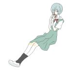  blue_hair book gen lowres neon_genesis_evangelion oekaki pale_skin red_eyes school_uniform short_hair sitting 