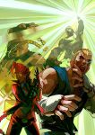  abel arnold_tsang capcom crimson_viper dougi el_fuerte empty_eyes fighting_stance fingerless_gloves gloves mask muscle pointing pointing_up pompadour rufus_(street_fighter) street_fighter street_fighter_iv udon_entertainment 