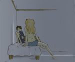  bed gen ikari_shinji neon_genesis_evangelion oekaki red_hair redhead scared shorts souryuu_asuka_langley 