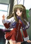  brown_hair kanon kurata_sayuri long_hair school_uniform wave waving 