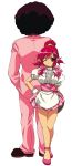  duster_(mother) formal kumatora mother mother_(game) mother_3 pink_hair red_eyes suit tray violet_(mother3) waitress wink yoshikoshi 
