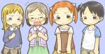  black_eyes blonde_hair blue_eyes brown_hair glasses hair_ribbon hair_ribbons ichigo_mashimaro itou_chika matsuoka_miu orange_hair papiko ribbon ribbons sakuragi_matsuri short_hair silver_hair tears twintails 