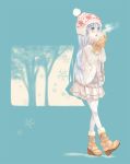  blue_hair boots breath fumizuki gloves green_eyes hat index long_hair pantyhose platform_footwear platform_heels skirt sweater to_aru_majutsu_no_index walking white_legwear white_pantyhose winter_clothes 