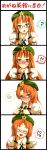  4koma ? absurdres bespectacled blush braid closed_eyes clothes_writing comic confession embarrassed face glasses green_eyes happy hat heart highres hong_meiling jungetsu_hoko open_mouth pov smile spoken_heart squiggle touhou translated twin_braids 