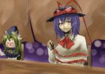  bad_id food_stand green_hair grill hat long_hair mima multiple_girls nagae_iku reon_(pixiv) reon_(saikyou) touhou wizard_hat 