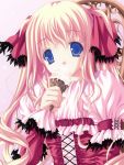  blue_eyes dress food frills ice_cream pink_dress twintails 