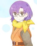  1girl chrono_trigger glasses highres lucca_ashtear mizushima_(kazami4) purple_hair short_hair smile solo 