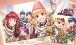  5boys 6+girls alfonse_(fire_emblem) alm_(fire_emblem) anna_(fire_emblem) armor black_gloves blonde_hair blue_eyes blue_hair bow brown_gloves cake chiki circlet closed_eyes crown cup d0o00o0b eating fa facial_mark feh_(fire_emblem_heroes) fingerless_gloves fire_emblem fire_emblem:_fuuin_no_tsurugi fire_emblem:_mystery_of_the_emblem fire_emblem:_souen_no_kiseki fire_emblem_echoes:_mou_hitori_no_eiyuuou fire_emblem_heroes fire_emblem_if fjorm_(fire_emblem_heroes) food forehead_mark fork from_side gloves green_eyes green_hair grey_hair grin hat headband holding ike long_hair mamkute marks_(fire_emblem_if) marth multiple_boys multiple_girls one_eye_closed open_mouth party_hat photo_(object) ponytail purple_hair red_bow red_eyes redhead sharena short_hair smile teacup tiara veronica_(fire_emblem) 