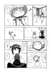  2girls animal_ears cat_ears chen chinese_clothes comic earrings food fruit greyscale hat jewelry long_sleeves mob_cap monochrome multiple_girls nihimaru page_number short_hair touhou translation_request watermelon 