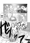  1girl absurdres comic giant greyscale highres japanese_clothes mizuhashi_parsee monochrome monster pointy_ears scarf sea_scorpion_(umisasori) short_hair touhou translation_request 