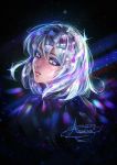  1other alexandra_mae androgynous diamond_(houseki_no_kuni) face houseki_no_kuni lips makeup mascara parted_lips signature silver_hair solo sparkle violet_eyes watermark web_address 