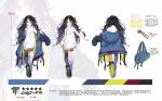  1girl absurdres ahoge ankle_boots asymmetrical_legwear bangs black_hair black_legwear boots c-ms_(girls_frontline) character_name closed_mouth clothes_writing coat collarbone dress eyebrows_visible_through_hair girls_frontline gun highres hood hood_down hooded_coat long_hair looking_at_viewer mole mole_under_eye multicolored_coat multiple_belts multiple_views off_shoulder open_clothes open_coat outstretched_arm red_eyes sidelocks single_knee_pad single_sock single_thighhigh skindentation sleeves_past_wrists socks solo strap thigh-highs thigh_strap weapon white_dress xiao_chichi zipper zipper_pull_tab 