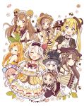  6+girls :d :o ;q absurdres ahoge animal_ears apron bangs bear_ears bear_hat black_eyes blonde_hair blue_eyes blunt_bangs blush bow brown_eyes brown_gloves brown_hair cake dress eating flower food food_themed_clothes food_themed_hair_ornament frilled_gloves frills fruit fur-trimmed_gloves fur_trim gloves green_eyes hair_bow hair_ornament hair_ribbon hairband hairpin hand_on_own_chest hand_to_own_mouth hands_on_another&#039;s_head hat heterochromia highres holding holding_tray jitome leaf_hair_ornament long_hair looking_at_viewer looking_back macaron maid multiple_girls one_eye_closed open_mouth original pink_hair pudding ribbon sakura_oriko silver_hair sleeves_past_wrists smile strawberry strawberry_hair_ornament tongue tongue_out tray twintails white_gloves wide_sleeves x_hair_ornament yellow_bow yellow_eyes 