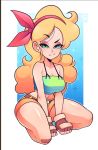  1girl bad_id bad_twitter_id blonde_hair breasts dragon_ball dragon_ball_z lunch_(dragon_ball) ribbon shorts solo 