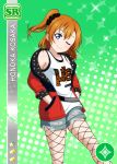  blue_eyes blush character_name jacket kousaka_honoka love_live!_school_idol_project love_live!_school_project orange_hair short_hair side_ponytail smile wink 