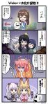  4koma 6+girls ahoge animal_ears behind_another bell black_dress black_hair black_jacket black_skirt blanket blazer blonde_hair blue_eyes blue_shirt blue_skirt brown_eyes brown_hair cat_ears cat_tail character_request cheek_poking chibi closed_eyes comic detached_sleeves directional_arrow dress empty_eyes fake_animal_ears fox_ears fox_tail ghost hair_bobbles hair_ornament hairclip hiding highres hinata_channel jacket jingle_bell kemomimi_oukoku_kokuei_housou long_hair low_twintails mikoko_(kemomimi_oukoku_kokuei_housou) miniskirt monster multiple_girls nekomiya_hinata nora_cat nora_cat_channel open_mouth petting pink_hair pink_shirt poking ponytail red_eyes red_skirt ribbon scared school_uniform shirt short_hair sign silver_hair skirt sleeveless sleeveless_shirt smile tail tears thigh-highs translation_request trembling twintails two_side_up virtual_youtuber white_legwear wrapped_up 