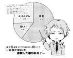  chart chibi comic formal greyscale highres konkichi_(flowercabbage) monochrome necktie original pie_chart pointer suit translation_request 