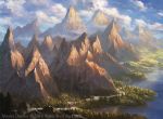  alayna_danner artist_name blue_sky clouds cloudy_sky commentary english_commentary forest highres landscape magic:_the_gathering mountain nature no_humans ocean official_art river scenery sky valley watermark 