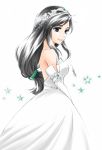  1girl black_hair breasts commentary_request dress final_fantasy final_fantasy_ix garnet_til_alexandros_xvii highres jewelry kokonotsu_(popoxxx0516) long_hair necklace sideboob solo tiara wedding_dress 