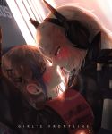  2girls absurdres armband bang5410 bangs blue_eyes blush commentary_request day eyebrows_visible_through_hair girls_frontline gloves hair_between_eyes hair_ornament half-closed_eyes headgear highres indoors jacket kiss korean_commentary long_hair looking_at_another m4_sopmod_ii_(girls_frontline) multicolored_hair multiple_girls one_side_up open_mouth pink_hair red_eyes redhead saliva saliva_trail side_ponytail sidelocks st_ar-15_(girls_frontline) streaked_hair sweat upper_body wall_slam yuri 