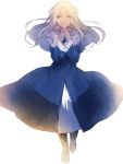  1girl capelet caren_hortensia creat dress fate/hollow_ataraxia fate_(series) floating_hair hands_clasped highres long_hair looking_at_viewer nun own_hands_together silver_hair simple_background sketch smile solo standing very_long_hair white_background white_capelet yellow_eyes 