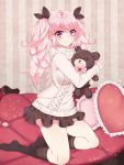  1girl aisha_(elsword) blanket_(kkbjah) elsword full_body highres stuffed_animal stuffed_toy sweater tagme teddy_bear 