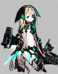 1girl back bare_back blonde_hair character_request commentary_request copyright_request eyepatch looking_at_viewer looking_back mecha_musume solo sumisu_(mondo) violet_eyes weapon 