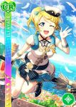  ayase_eli blonde_hair blue_eyes blush character_name dress gloves long_hair love_live!_school_idol_festival love_live!_school_idol_project ponytail smile wink witch 