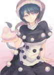  1girl blue_eyes blue_hair commentary_request doremy_sweet dream_soul hat nightcap pom_pom_(clothes) solo tail tapir_tail terrajin touhou 