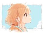  1girl bare_shoulders blonde_hair brown_eyes clouds commentary_request expressionless eyebrows_visible_through_hair fugo futaba_anzu idolmaster idolmaster_cinderella_girls long_hair low_twintails profile sketch sky solo sweat twintails upper_body 
