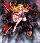 1girl blonde_hair breasts character_request cleavage commentary_request groin kara_(color) long_hair monster no_pants romancing_saga saga 