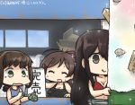  3girls :p ^_^ akagi_(kantai_collection) bag bikini bikini_top black_eyes black_hair bow box breasts brown_eyes brown_hair bucket cardboard_box cleavage closed_eyes commentary_request crying crying_with_eyes_open dated fubuki_(kantai_collection) green_eyes hair_bow hair_ornament hairclip hamu_koutarou handbag holding holding_bucket kantai_collection long_hair mamiya_(kantai_collection) medium_breasts multiple_girls open_clothes ponytail shaved_ice sparkle sweat swimsuit tearing_up tears tongue tongue_out wallet 