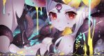  1girl abigail_williams_(fate/grand_order) black_bow black_gloves bow breasts fate/grand_order fate_(series) gloves hat joenny keyhole looking_at_viewer panties partially_submerged red_eyes small_breasts solo tentacle third_eye underwear wet white_hair yellow_bow 