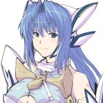  1girl android armpits blue_hair breasts cleavage commentary_request cyborg harukon_(halcon) kos-mos large_breasts long_hair solo xenosaga 